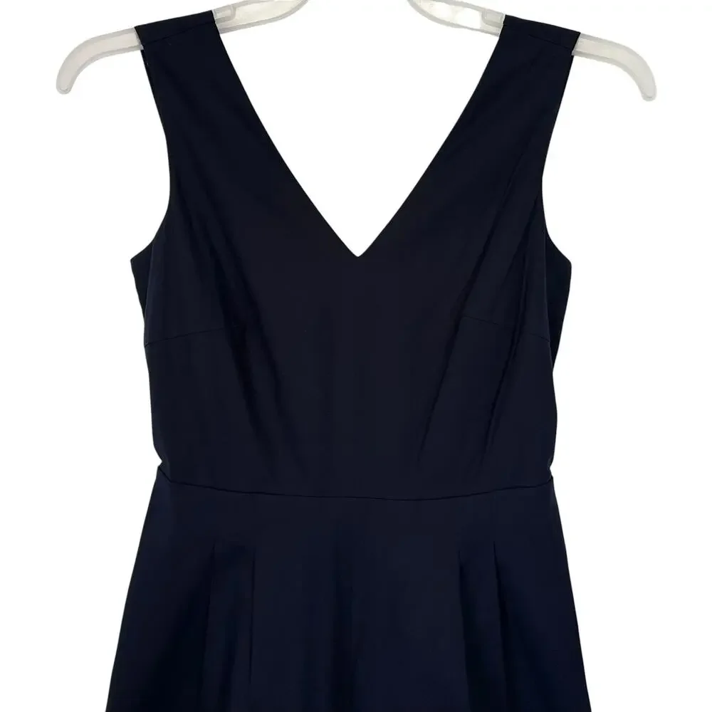 J. Crew Wrap-Tie Jumpsuit in Stretch Poplin Navy Blue H7683 Size 2